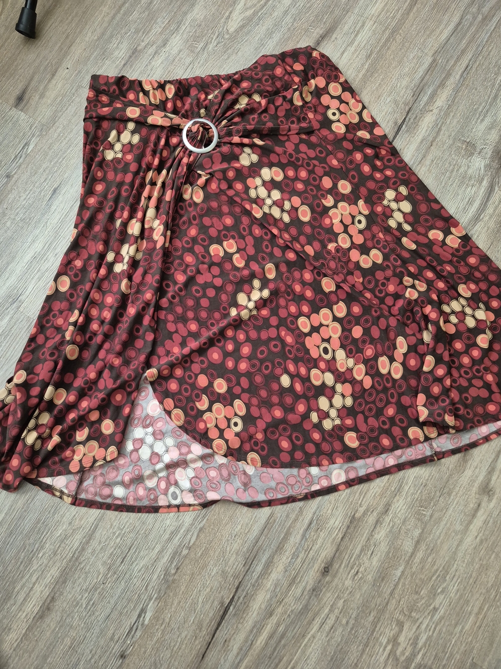 A-Line Skirt with Red Dot Pattern and Waist Ring
